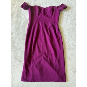 Dress the Population‎ Women's L Off Shoulder Cocktail Dress Midi Dress Purple